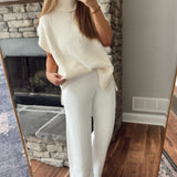 Off White Turtleneck Sweater Top & Pants Set