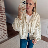 Cream Floral Thermal Hoodie Jacket