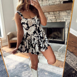 Black Floral Print Romper Dress IN STORE