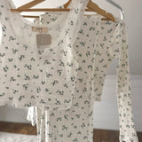 Ivory Botanical Button Down Top IN STORE