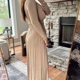 Taupe Go With The Flow Long Sleeve Top and Pant Set