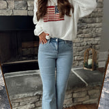 Blue Shadow HR Crop Flare Denim