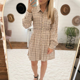 Shelly Plaid Collared Button Down Long Sleeve Dress