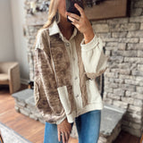 Camo Contrast Colorblock Quilted Jacket