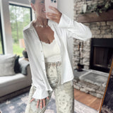 Lainey Off White Tie Back Button Down