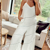 Boardwalk Daze White and Black Gauze Jumpsuit