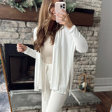 Oak Off White Ribbed Drop Shoulder Cardi with Side Slits