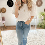 Ellie Off White Eyelet Balloon Sleeve Top