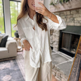 Off White Staple Textured Collared Button Down with Back Ties