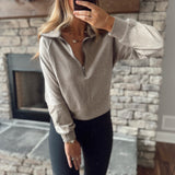 Dusty Mocha Softy Half Zip Sweatshirt