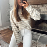 Seaside Stripe Anchor Embroidered Sweater