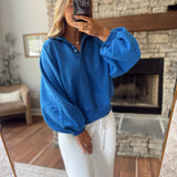 Cobalt Blue Montauk Snap Button Pullover