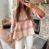 Blush Sausalito Embroidered Ruffle Top