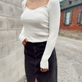 Charming Essential Ivory Square Neck Sweater