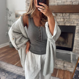 Shadow Gray Lace Border Knit Tank