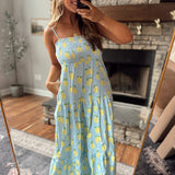 Light Blue Zesty Lemons Maxi Dress