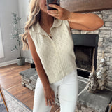 Cream Collared Crochet Sweater Vest
