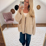 Latte Floral Contrast Cardigan