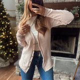 Dusty Pink Deep V Neck Cardigan