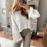 Off White Crochet Detail Top