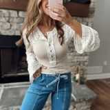 Go With The Flow Oat Multi Bell Sleeve Henley