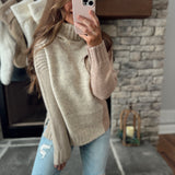 Brynn Mauve/Olive Brushed Yarn Turtle Neck Pullover