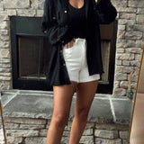 Frannie Fringe Bottom Black Button Up Shirt