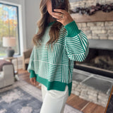 Kelly Green Back In Check Sweater