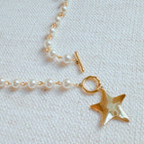 Molten Star Pearl Chain Necklace