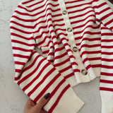 White/Red Stripe & Shine Cardigan