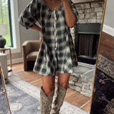 Teal Green Plaid Gridlock Romper