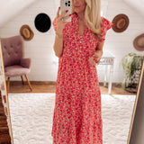 Nice Move Pink Floral Tiered Midi
