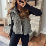 Quinn Forest Grey Quilted Vest IN STORE