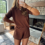 Cool Instincts Chestnut Short & Short Sleeve Top Set