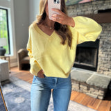 Light Yellow Vienna V Neck Oversized Sweater