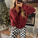 Wine Piper Knit Cardigan