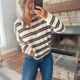 Ivory Varsity Stripe Piper Knit Cardigan
