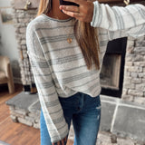 Dusty Teal Striped Oversized Sweater