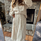 Ecru Lace Ruffle Detail Maxi Skirt