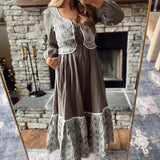 Olive Embroidered Corset Maxi Dress