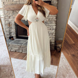 Creme Sorella Cut Out Midi Dress