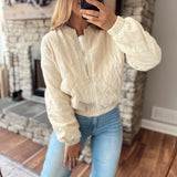 Top Gun Ecru Corduroy Bomber Jacket