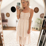 Evy Cream Floral Ruched Midi