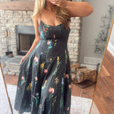 Black Floral Flare Maxi Dress