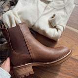 Rustic Charm Coffee Brown Slip On Bootie