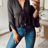 Sweet Attractions Black Ruffled Babydoll Cardi