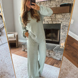 Dark Green & Cream Soft Motion Pants
