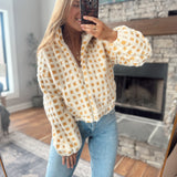 Gold Checkered Sherpa Jacket