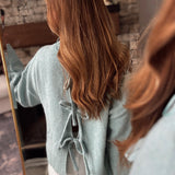 Light Blue Tie Back Sweater