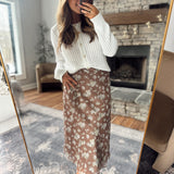Brown Petal Kiss Midi Skirt